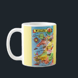 Multi Coloured Illustrated Map of Wales Coffee Mug<br><div class="desc">Colourful illustrated vintage postcard map of Wales.</div>