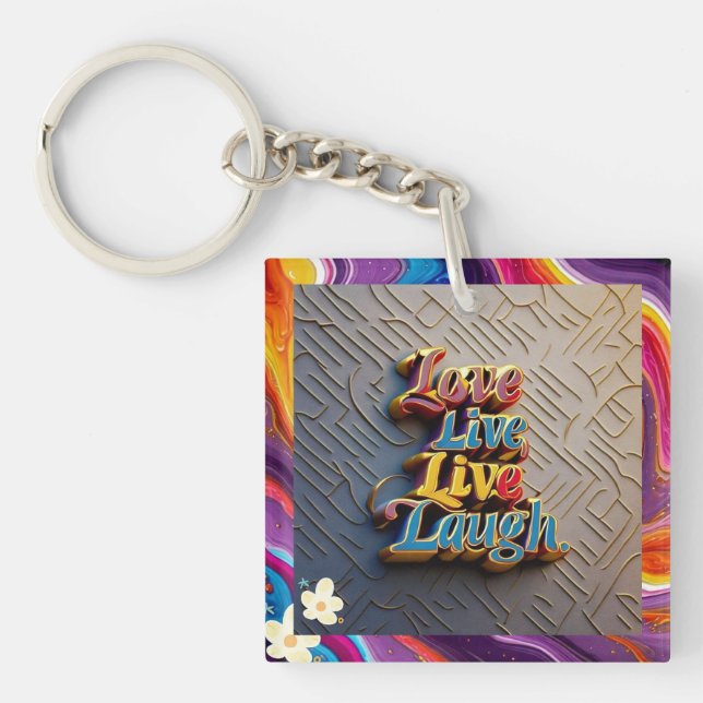 "Multi Coloured Inspirational Sayings" Keychain (Front)