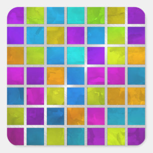 Multi Coloured Jewel Mosaic Square Sticker
