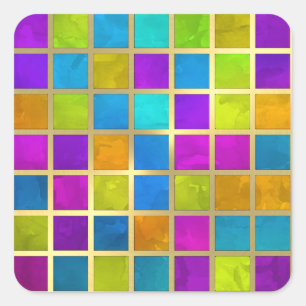 Multi Coloured Jewel Mosaic Square Sticker
