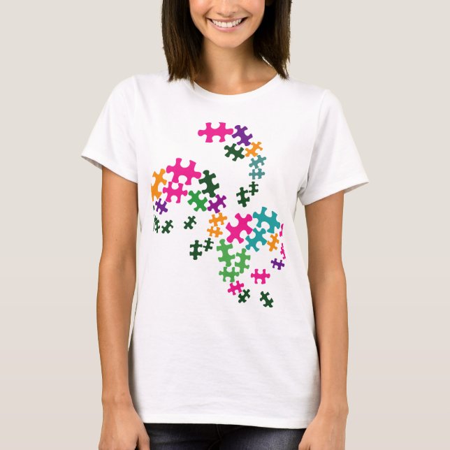 Multi-coloured jigsaw puzzle T-Shirt (Front)