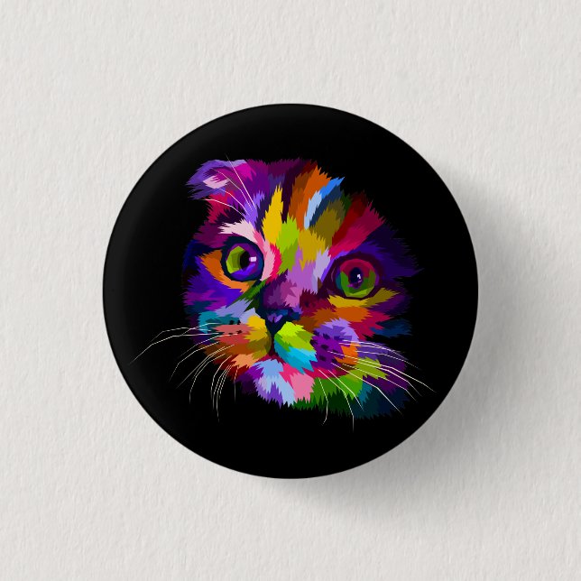 Multi Coloured Kitten Pop Art   1 Inch Round Button (Front)