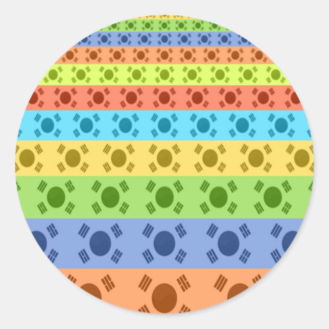 Multi-Coloured Korean Flag Art Print Classic Round Sticker (Front)