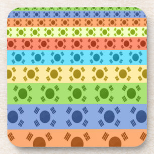 Multi-Coloured Korean Flag Art Print Coaster