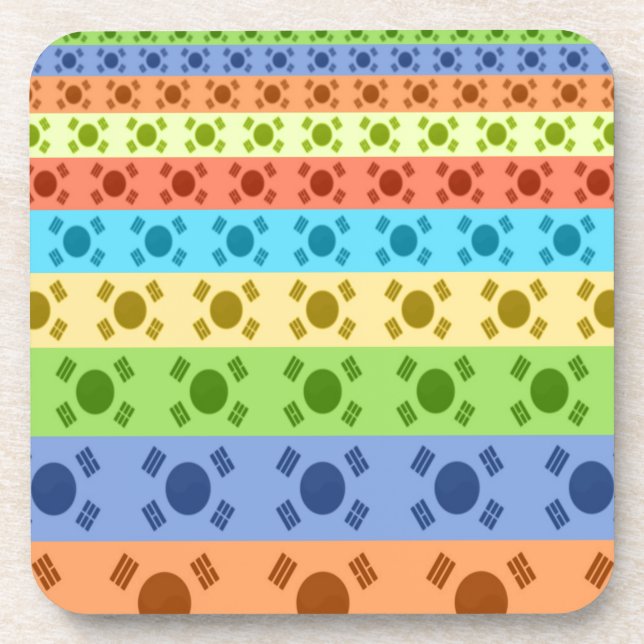 Multi-Coloured Korean Flag Art Print Coaster (Front)