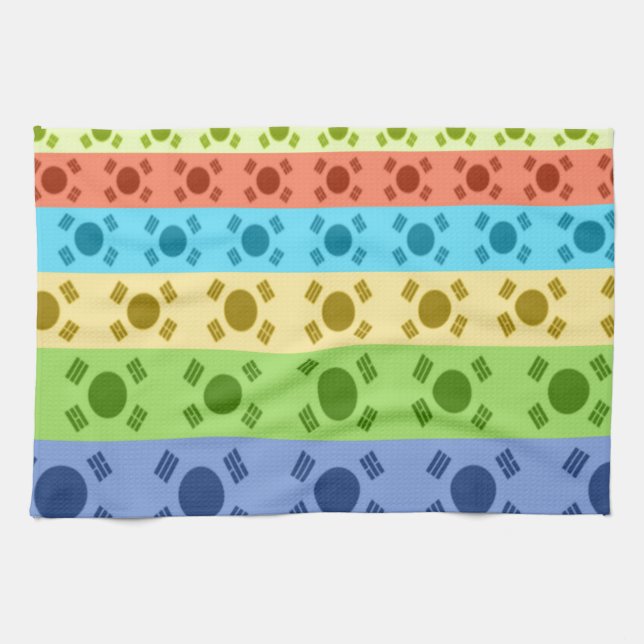 Multi-Coloured Korean Flag Art Print Kitchen Towel (Horizontal)