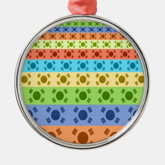 Multi-Coloured Korean Flag Art Print Metal Ornament (Front)
