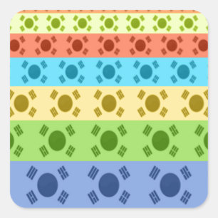 Multi-Coloured Korean Flag Art Print Square Sticker