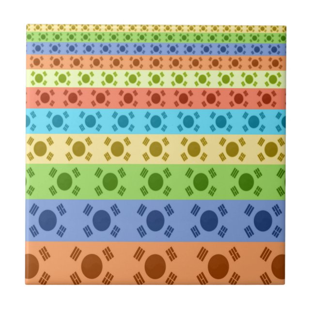 Multi-Coloured Korean Flag Art Print Tile (Front)