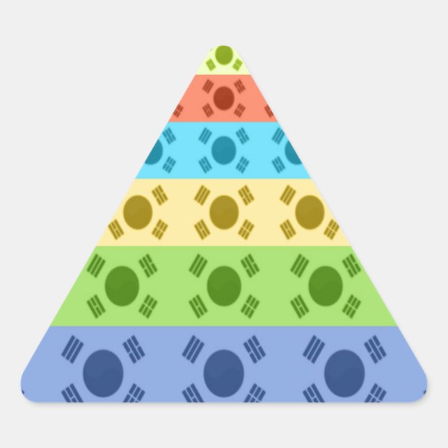 Multi-Coloured Korean Flag Art Print Triangle Sticker (Front)