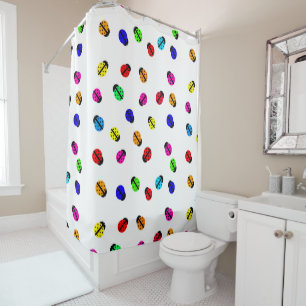 Multi Coloured Lady Bug Shower Curtain