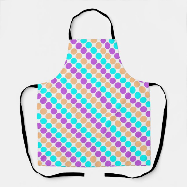 Multi coloured large polka dots retro sixties apron (Front)