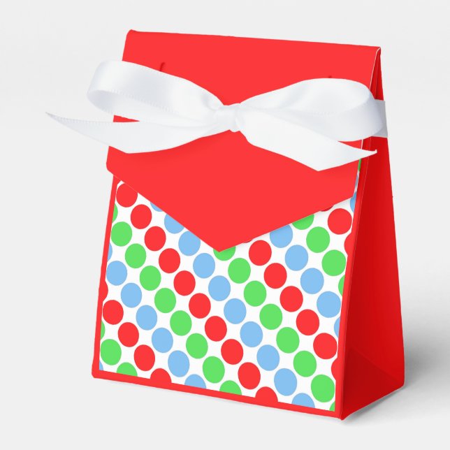 Multi coloured large polka dots retro sixties favor box (Front Side)