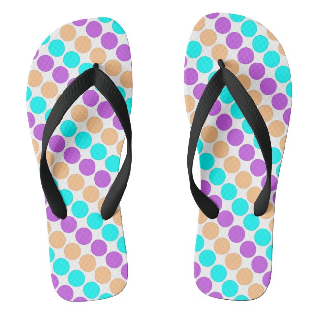 Multi coloured large polka dots retro sixties flip flops (Footbed)