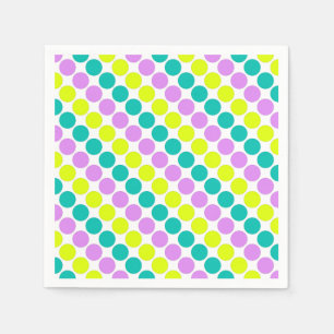 Multi coloured large polka dots retro sixties napkin