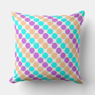 Multi coloured large polka dots retro sixties outdoor pillow