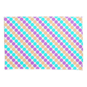 Multi coloured large polka dots retro sixties pillowcase