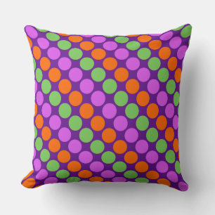Multi coloured large polka dots retro sixties throw pillow