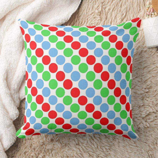 Multi coloured large polka dots retro sixties throw pillow (Blanket)