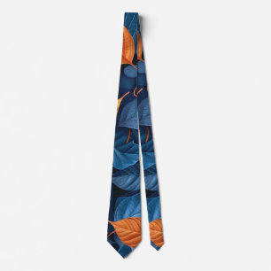 Multi-coloured leaf pattern tie