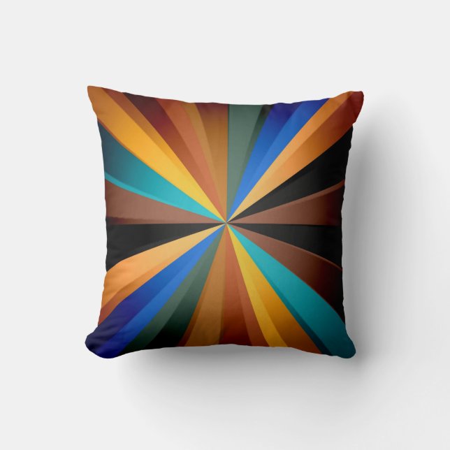 Multi Coloured Light Rays Art Design Throw Pillow (Front)