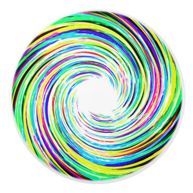 Multi Coloured Lightning Spark Swirl Door Knob 2 (Front)