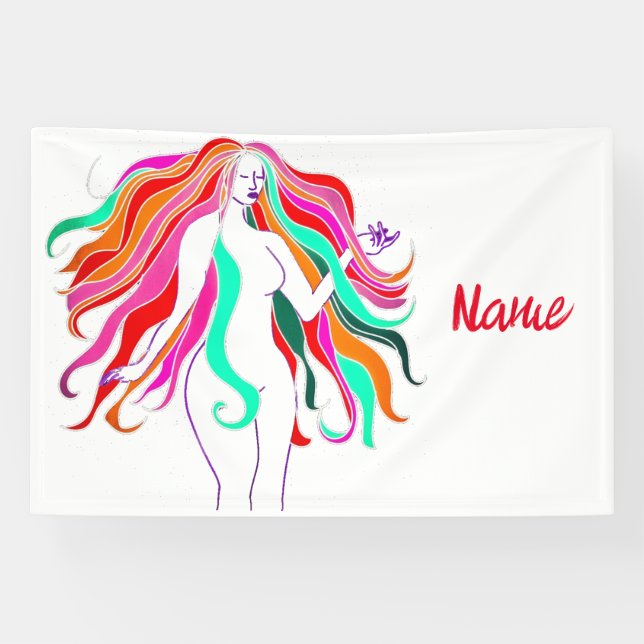 Multi-coloured long-haired goddess Thunder_Cove Banner (Horizontal)