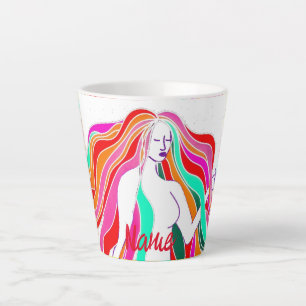 Multi-coloured long-haired goddess Thunder_Cove Latte Mug
