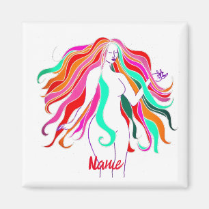 Multi-coloured long-haired goddess Thunder_Cove Magnet