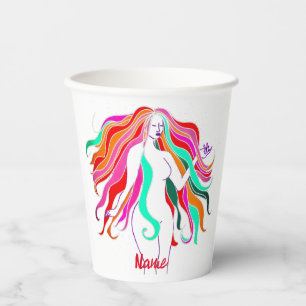 Multi-coloured long-haired goddess Thunder_Cove Paper Cups