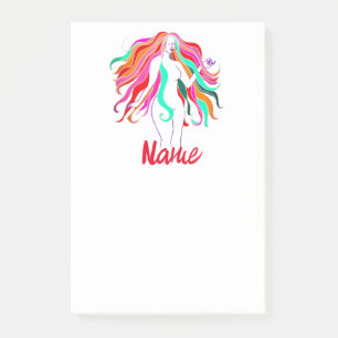 Multi-coloured long-haired goddess Thunder_Cove Post-it Notes