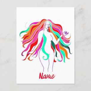 Multi-coloured long-haired goddess Thunder_Cove Postcard