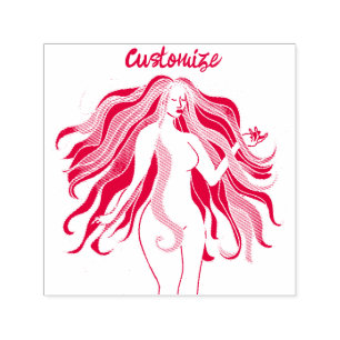 Multi-coloured long-haired goddess Thunder_Cove Self-inking Stamp