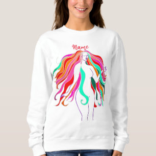 Multi-coloured long-haired goddess Thunder_Cove Sweatshirt