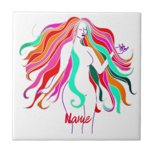 Multi-coloured long-haired goddess Thunder_Cove Tile