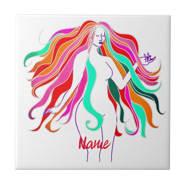 Multi-coloured long-haired goddess Thunder_Cove Tile (Front)