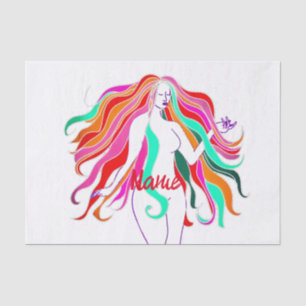 Multi-coloured long-haired goddess Thunder_Cove Tissue Paper