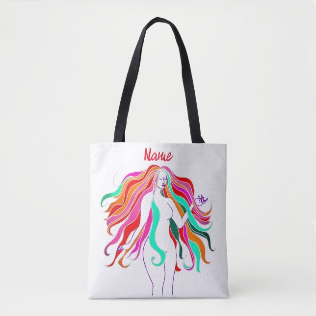 Multi-coloured long-haired goddess Thunder_Cove Tote Bag (Front)