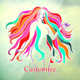 Multi-coloured long-haired goddess Thunder_Cove Window Cling