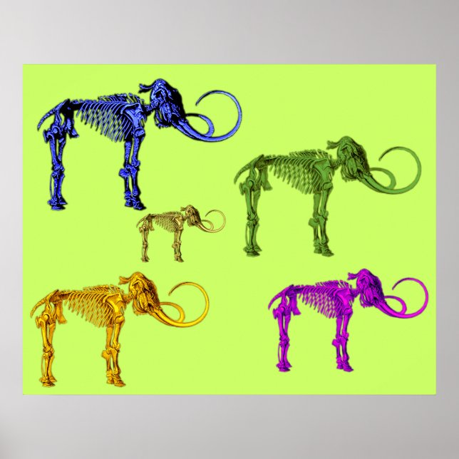 Multi Coloured Mammoth Skeletons Poster (Front)
