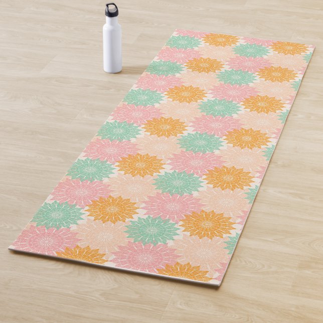 Multi Coloured Mandala Illustration Pattern Yoga Mat (In Situ)