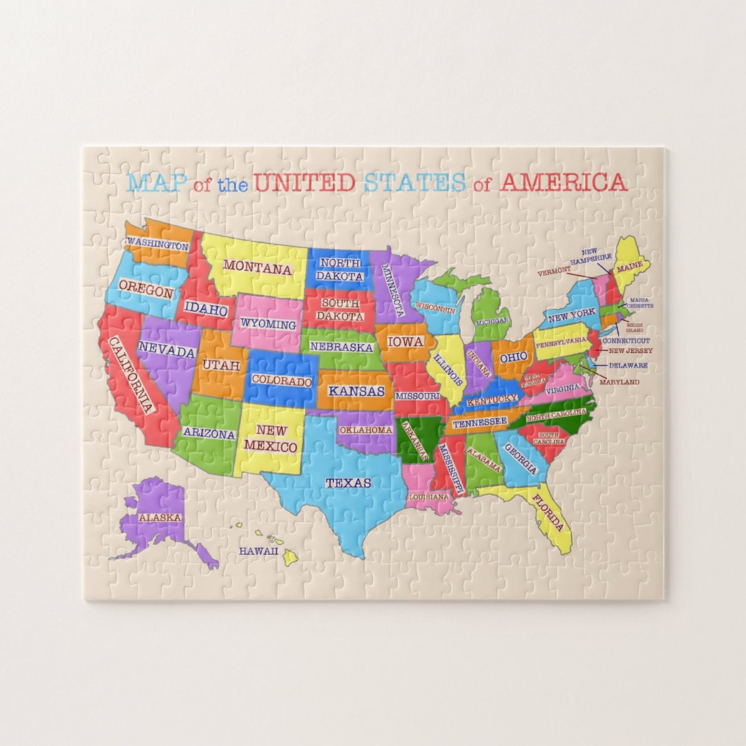 Multi Coloured Map Of The United States Jigsaw Puzzle Zazzle 9185