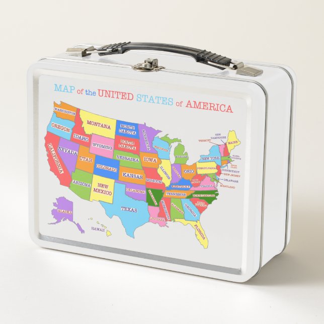Multi-Coloured Map Of the United States Lunch Box (Front)