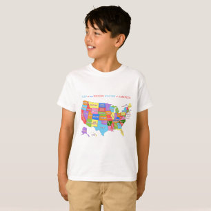 Multi-Coloured Map Of the United States T-Shirt
