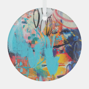 Multi Coloured Mixed Media Art Glass Ornament