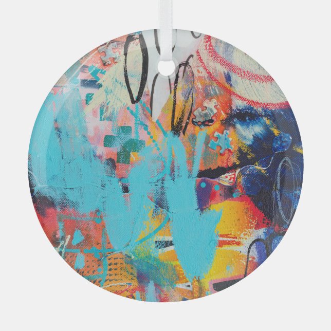 Multi Coloured Mixed Media Art Glass Ornament (Front)