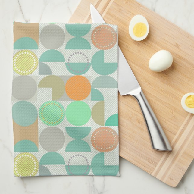 Multi-coloured modern geometric   kitchen towel (Quarter Fold)