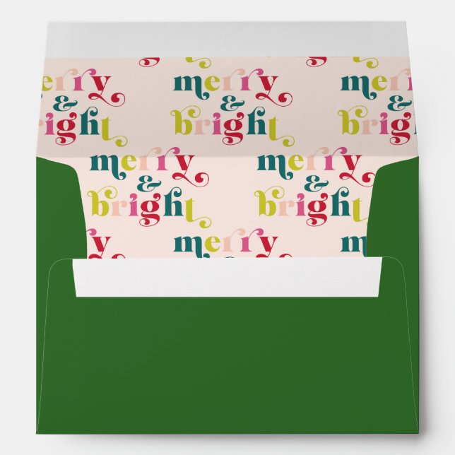 Multi Coloured Modern Merry & Bright Christmas Envelope (Back (Bottom))
