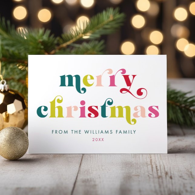 Multi Coloured Modern Merry Christmas  Holiday Card (Multi Colored Modern Merry Christmas Holiday Card)