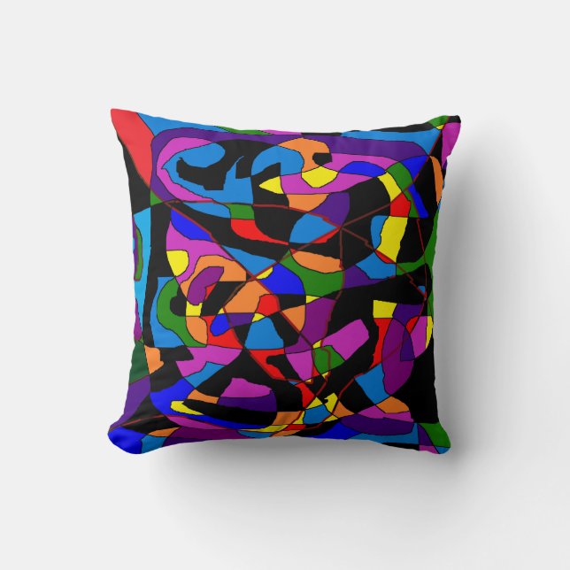 Multi coloured mosaic design by Archie Throw Pillow (Front)